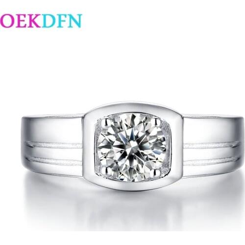 OEKDFN 100% 925 Sterling Silver Rings Real Moissanite Gemstone Wedding Engagement Men Ring Fine Jewelry With Certification