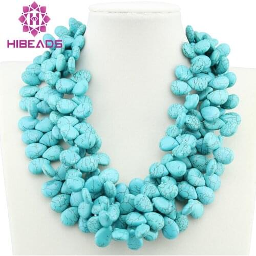 Gorgeous Natural Stone Strands Necklace Charms 3 Rows Stone Beaded Cluster Party Necklace Jewelry TN063