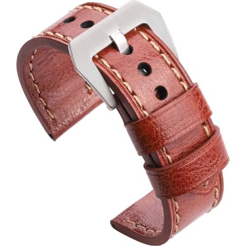 Handmade Watchbands 20mm 22mm 24mm Genuine Leather Women Men Bracelet Black Brown Wrist Watch Band Strap Watch Accessories