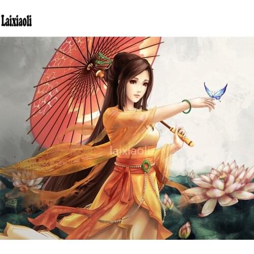 Needlework diy Diamond Painting Beautiful ancient Umbrella woman 5d Diamond Embroidery Square Drill Rhinestone Mosaic Picture