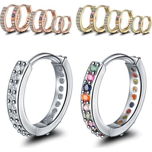 1Pc Copper Zircon Cartilage Earring Round Silver Color Nose Hoop Ring Clear Zircon Earrings For Women Fashion Body Jewelry