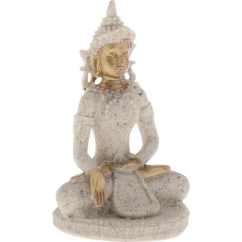 The Sandstone Meditation Buddha Statue Sculpture Hand Carved Figurine Home Office Shop Table Decor Ornaments