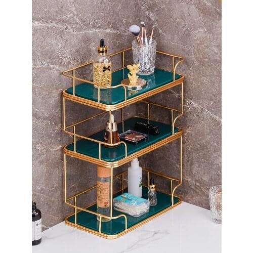 Modern Metal Frame Marble Surface Storage Rack Bathroom Toilet Wash Countertop Dressing Table Cosmetic Tray Decoration Crafts