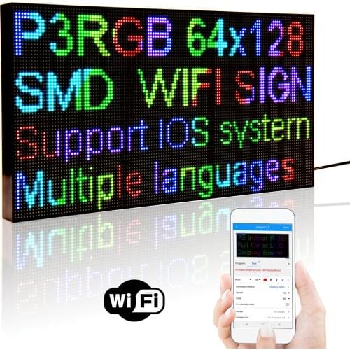 Led Display Signs P3 39CM RGB WiFi Programmable Scrolling Message HD Broad Billboard Foldable Stand 5V Advertising Lighting Shop