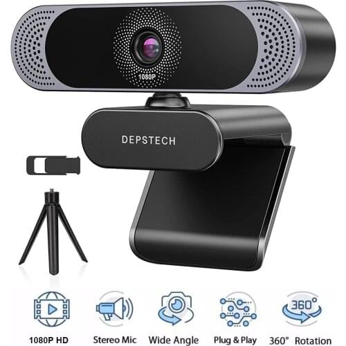 DEPSTECH 2K HD Webcam with Microphone Web Camera with Auto Light Correction Plug and Play USB Webcam for Video Calling Record