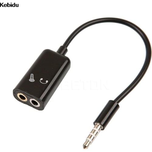 Kebidu Good quality 3.5mm headphone mic audio splitter cable female to dual male converter adapter Black&White