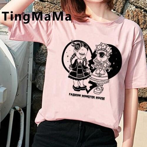 Japanese Anime Harajuku E-girls Punk clothes t shirt women couple harajuku graphic tees women ulzzang japanese clothes kawaii