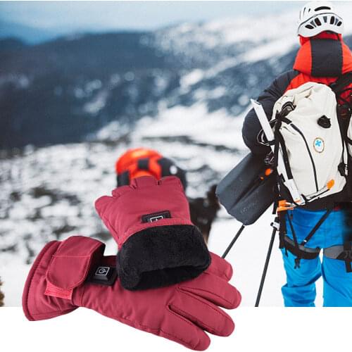 Womens Lithium Battery Rechargeable Heating Gloves Adjustable Temperature Winter Outdoor Ski Electric Heating Warm Gloves