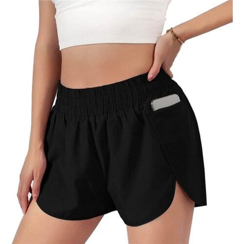 2021 New Tummy Control Yoga Shorts For Women With Phone Pockets Workout Running Sports Double Layer Shorts With Pockets