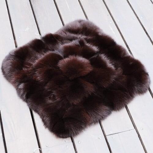 CX-D-138A Custom Size Winter Warm Fox Fur Sofa Floor Car Seat Cushion Real Fur Cushion