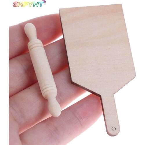 1:12 Dollhouse Miniatures Kitchen Cutting Board Rolling Pin Set Accessories Toys New and high quality