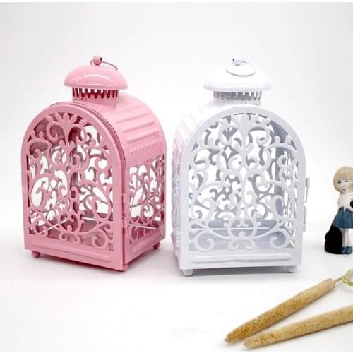 1PC European Style Candlestick Vintage Morocco Wallow Engraved Wedding Candlestick Decoration Iron Art Candlestick MK019