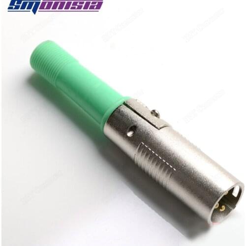 10pcs-1000pcs Copper Gilted XLR Male Plug Japanese Type Microphone Balanced Connector Green Tail Tension Folding Jack