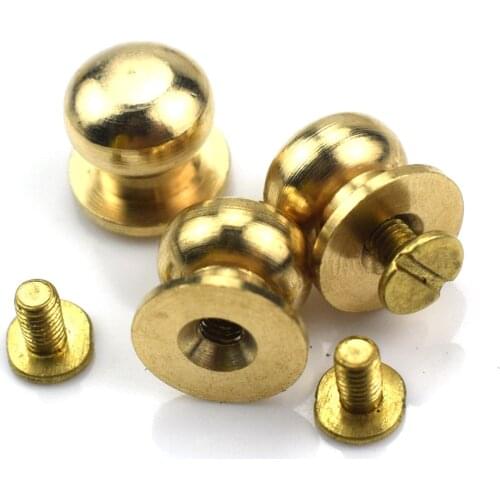 10PCS 5mm 6mm 7mm 8mm 10mm Round Brass Nipple Nail Buckle for DIY Leather Belt Luggage Covered Button Bag Fastner Clasp
