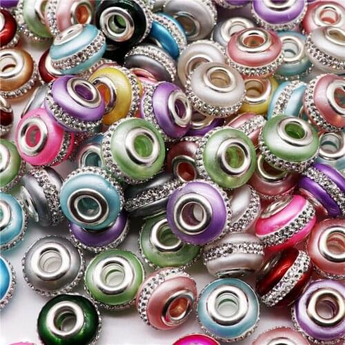10Pcs Luxury CZ Striped Large Hole European Beads Murano Spacer fit for Original Pandora Bracelet Necklaces DIY Jewelry Making