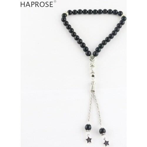 100% Natural Agate 33 Beads Muslim Bracelet 6-12mm Tasbih Ala Rosaries Scrub Bead National Wind Men Bracelet Free Shipping