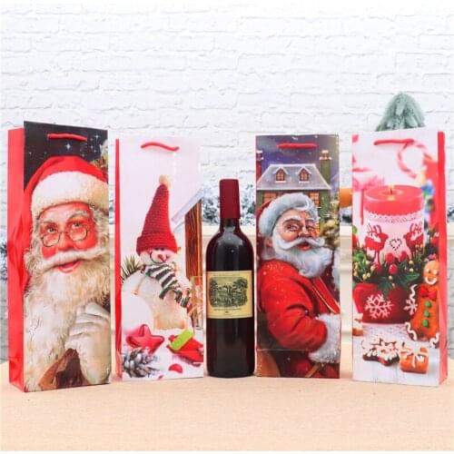2020 Christmas Red Wine Bag Wine Bottle Paper Bag For Home Table Decoration Christmas Party Supplies Christmas Gift Bags