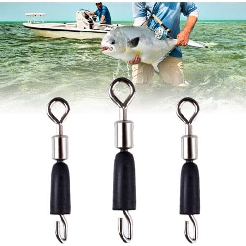 50pcs/lot Ball Bearing Swivel Solid Rings Fishing Connector Ocean Boat Fishing Hooks Quick Fast Link Connector