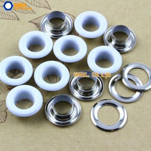 500 Set 13*7*5.5mm (Outer diameter * Inner diameter * Height) White Round Eyelet Grommet