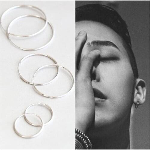 925 Sterling Silver Hinged Hoop Earring Round Thin Circle Sleepers Earrings