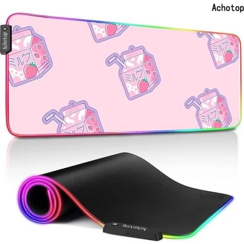 RGB 900x400 Large Mouse Pad XXL Gaming Mouse Pad Gamer Computer Mousepad Pink Cute milk Girls Backlight Carpet Keyboard Desk Mat