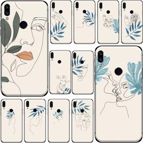Artistic face line leaf Phone Case For Xiaomi Redmi Note 4 4x 5 6 7 8 pro S2 PLUS 6A PRO