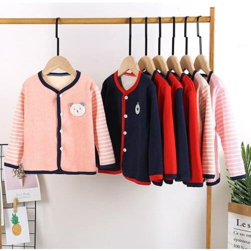 Childrens Plus Velvet Warm Bottoming Shirt Long-sleeved Pajamas Tops One-piece Bottoming Underwear Sleepwear Baby