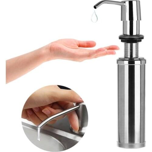 300ml Soap Dispenser Lotion Pump Liquid Detergent Built-In Installation Hand Sanitizer Organizer Stainless Steel For Bathroom Ki