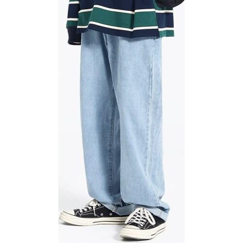 Baggy Cargo Jeans Loose Trousers 2021 Streetwear Oversized Blue Jeans Men Korean Clothes Hip Hop Fashions Straight Jeans