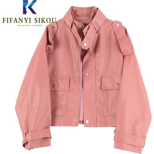 FIFANYI SIKOU Women's Leather Bomber Jackets