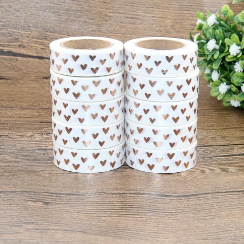 Foil Washi Tape Heart Japanese 1.5*10meter Kawaii Scrapbooking Tools Masking Tape Christmas Photo Album Diy Decorative Tapes