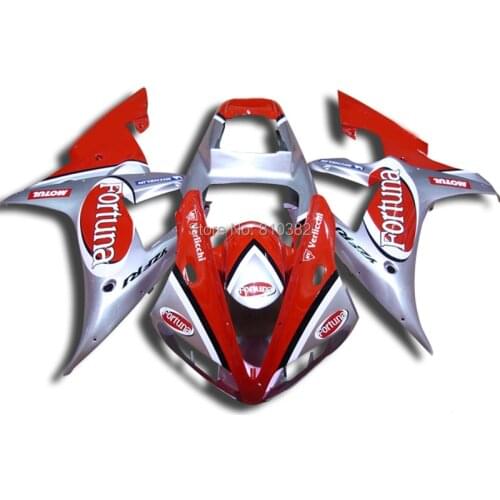 Custom Motorcycle Fairing kit for YZFR1 02 03 YZF R1 2002 2003 yzfr1 YZF1000 Famous red silver ABS Fairings set+7gifts YM36