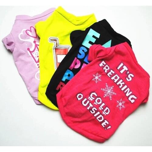 Cute Printed Summer Pets T shirt Puppy Dog Clothes Pet Cat Vest Cotton T Shirt Pug Apparel Costumes Dog Clothes for Small Dogs