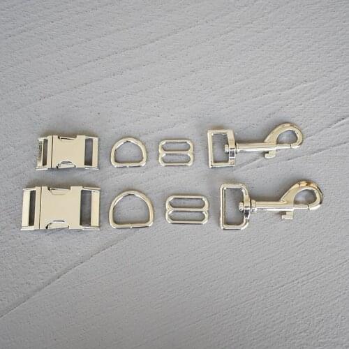 100 Sets 15/20/25mm Metal Straps Slider D Ring Release Belt Buckle For Pet Dog Collar Paracord Sewing Accessory Silver Hardware