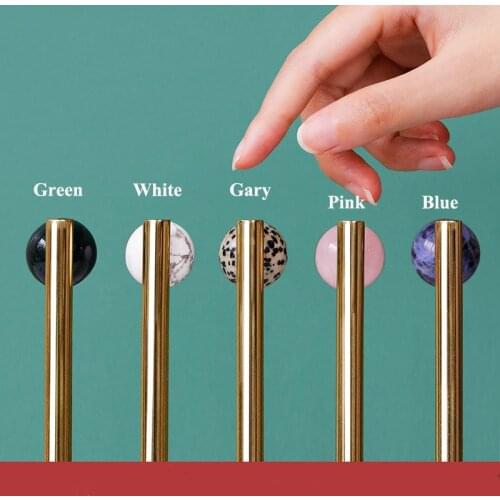 Gold Morden Nordic Cabinet Handles Brass+Marble Wardrobe Knob Drawer Pull Handle High Furniture Hardware
