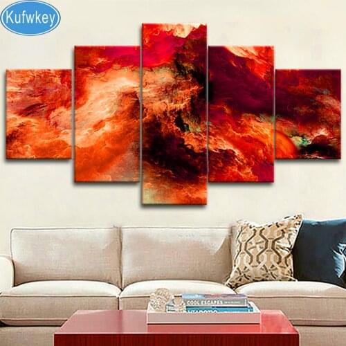 Diamond Mosaic Crafts 5 PCS,Multi-picture Abstract fantasy Full Square diy Diamond Painting Rhinestones Picture Home Decoration
