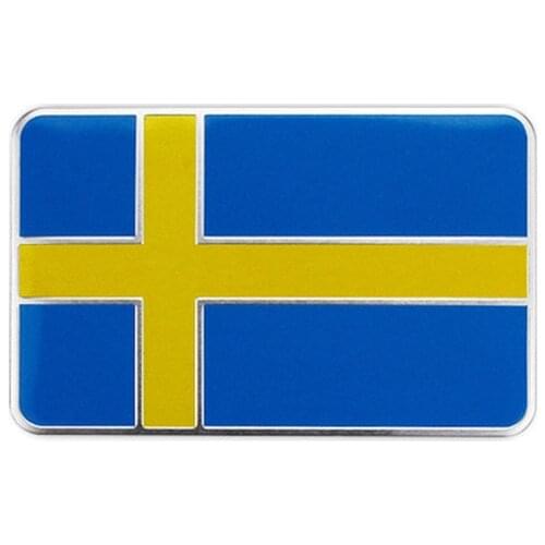 Aluminum Alloy Sweden National Emblem Flags Car Stickers 8X5CM