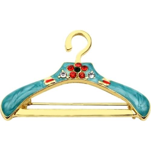 2018 New Enamel Hanger Brooch Red Crystal Hanger Brooches Pin Scarf Pin Collar Clip Brooch For Women Men Christmas Jewelry Gift