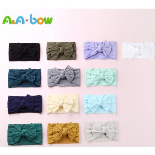 27pcs/lot New Braid Nylon Bow Headbands,Cable Knit Solid Wide Nylon Headbands Turban, Baby Girls Head Wrap Hair Accessories