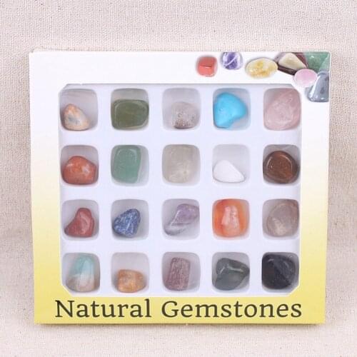 Sporadic 20pcs/Set Natural Stones Box Fossiles Raw Minerals Crystals Agates Specimen For Education Home Diy Decors