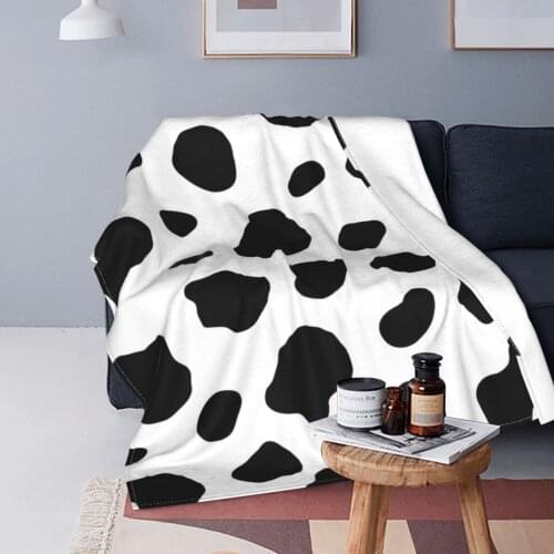 Cow Blanket Fleece Spring Autumn Cute Black And White Breathable Soft Throw Blankets for Sofa Travel Rug Piece