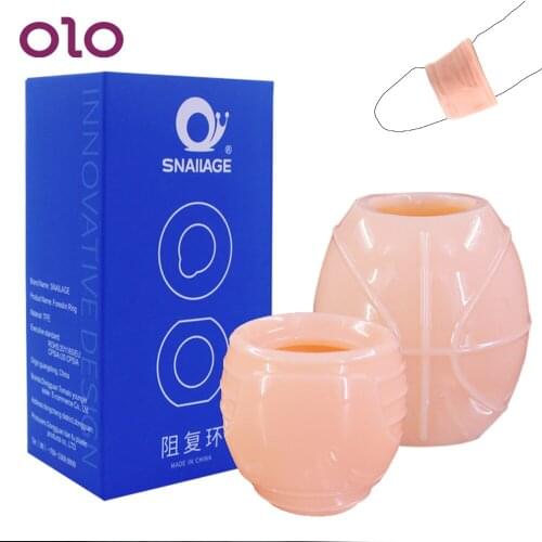 OLO 2Pcs/Set Delay Ejaculation Cock Ring Foreskin Correction Male Chastity Device Penis Sleeve Sex Toys For Men Adult Products
