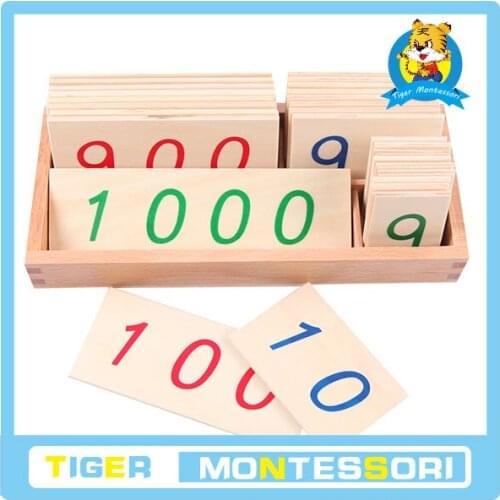 Wholesale professional montessori material wooden educational toy mathematics Large Wooden Number Cards With Box (1-1000)