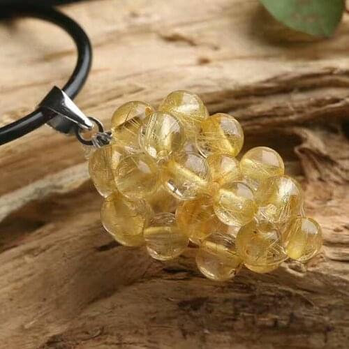 Wholesale Hand Made Gold Hair Natural Crystal Pendants Grape Shape Pendant Necklace Lucky for Women With Chain Fashion Jewelry