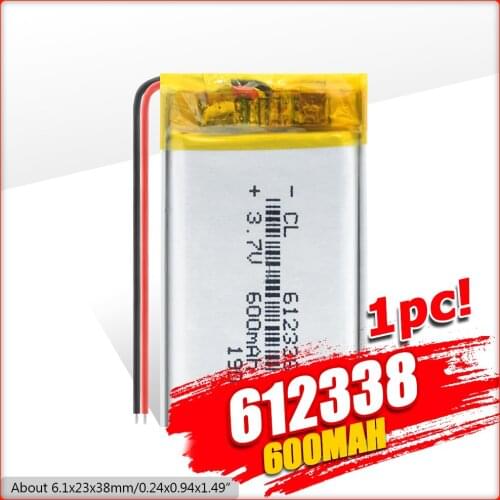 YCDC 3.7V 600mAh 612338 Polymer Li-ion Battery For DVR601FHD video recorder mirror dvr texet dvr-570fhd AvtoExpert DVR-815