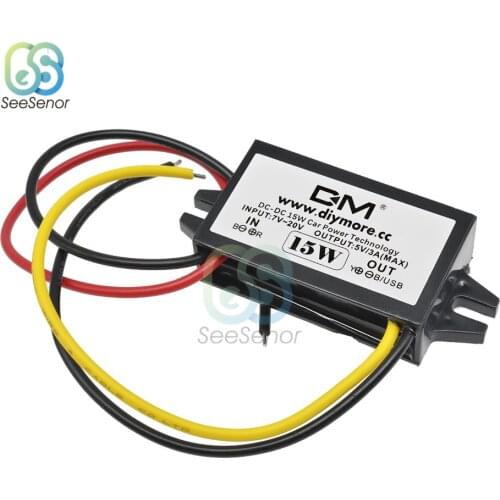 DC/DC 12V to 5V 3A 15W Car Power Buck Converter Regulator Step Down Voltage Power Supply Output Adapter Low Heat Auto Protection