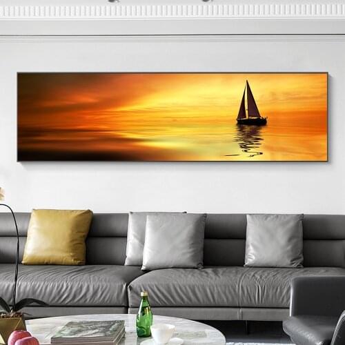 Nature Ocean Beach Sunsets Panorama Landscape Canvas Painting Scandinavian Posters and Prints Wall Art Picture for Living Room