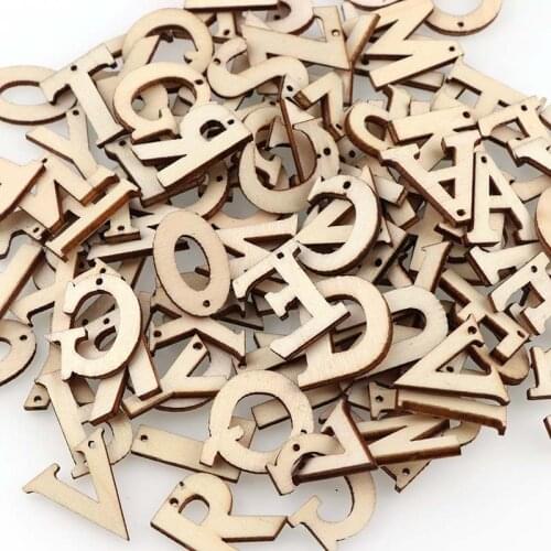 100PC Blank With Hole Wooden Letter Kids Birthday Party Supplies DIY Scrapbook Craft Wedding Decoration Hand-made Graffiti