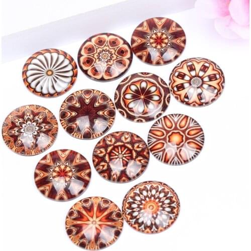 Reidgaller mixed vintage mandala photo round cabochon glass 12mm 20mm 25mm diy accessories for jewelry making