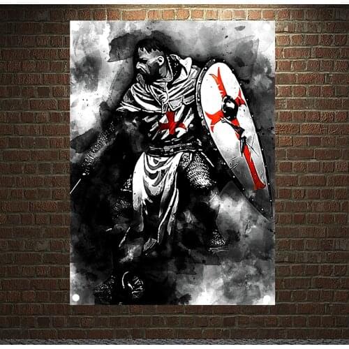 Knights of templar Crusaders Posters Banners Flag Wall Art Home Decoration Wall Hanging Ornaments Mural HD Wallpapers Mural F5